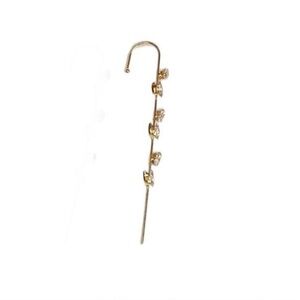 Gold Leaf Ear Cuff Climber Crawler Helix Hook Cuff Shiny Fairy Bling Glam
